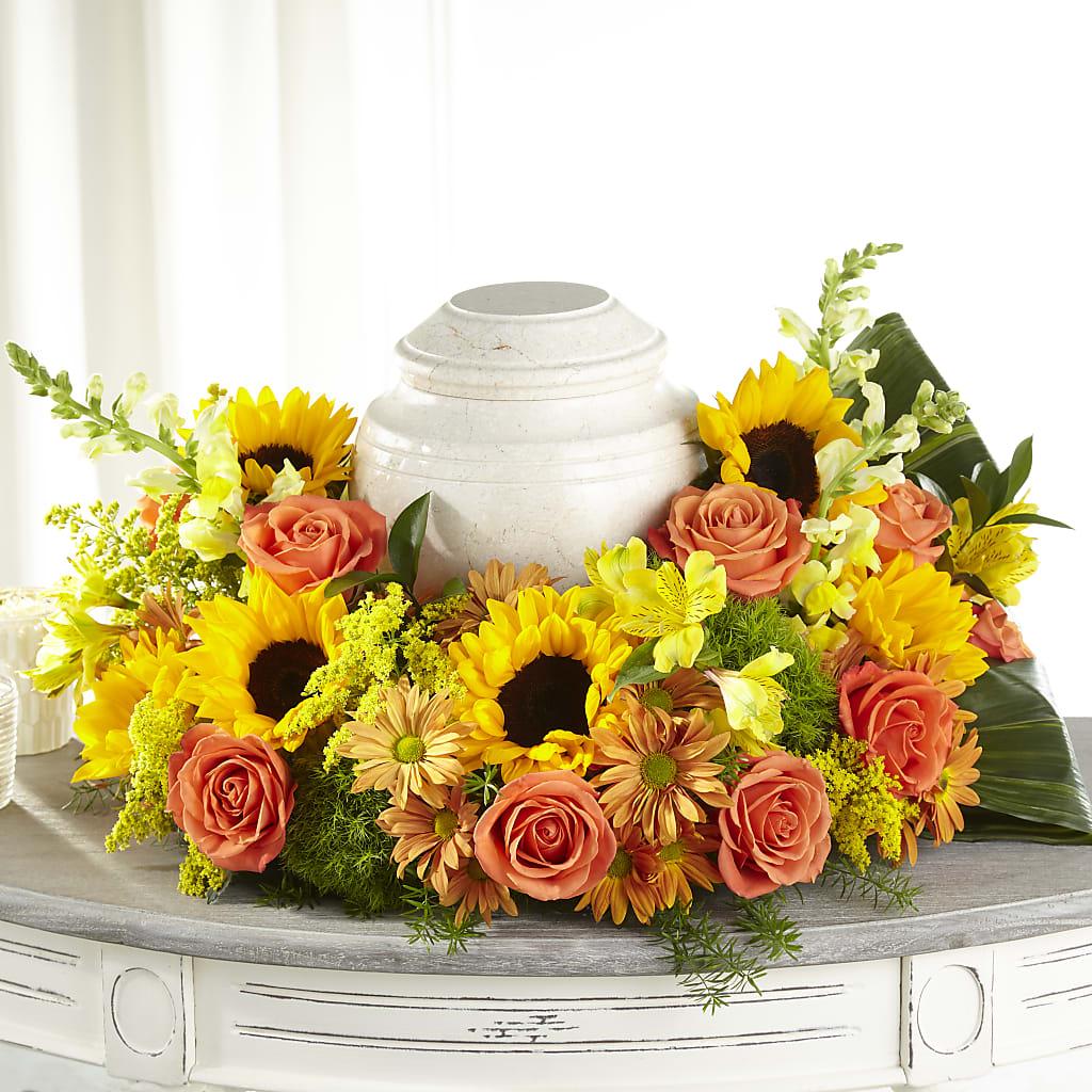 Faithful Sunflower Cremation Adornment – City Line Florist, New Hyde Park NY
