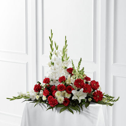 Crimson & White Arrangement –  City Line Florist, New Hyde Park NY