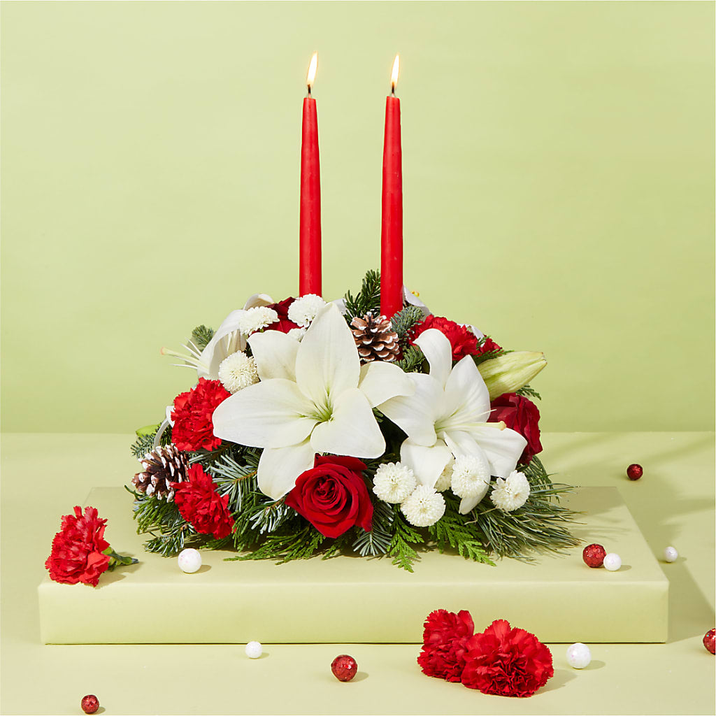 Seasonal Festivities Centerpiece –  City Line Florist, New Hyde Park NY